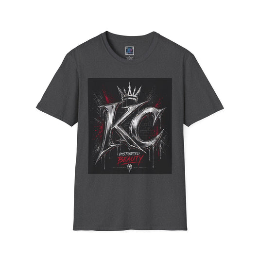 KC Crown Graphic T-Shirt – Distressed Rock-Style 'KC' Design