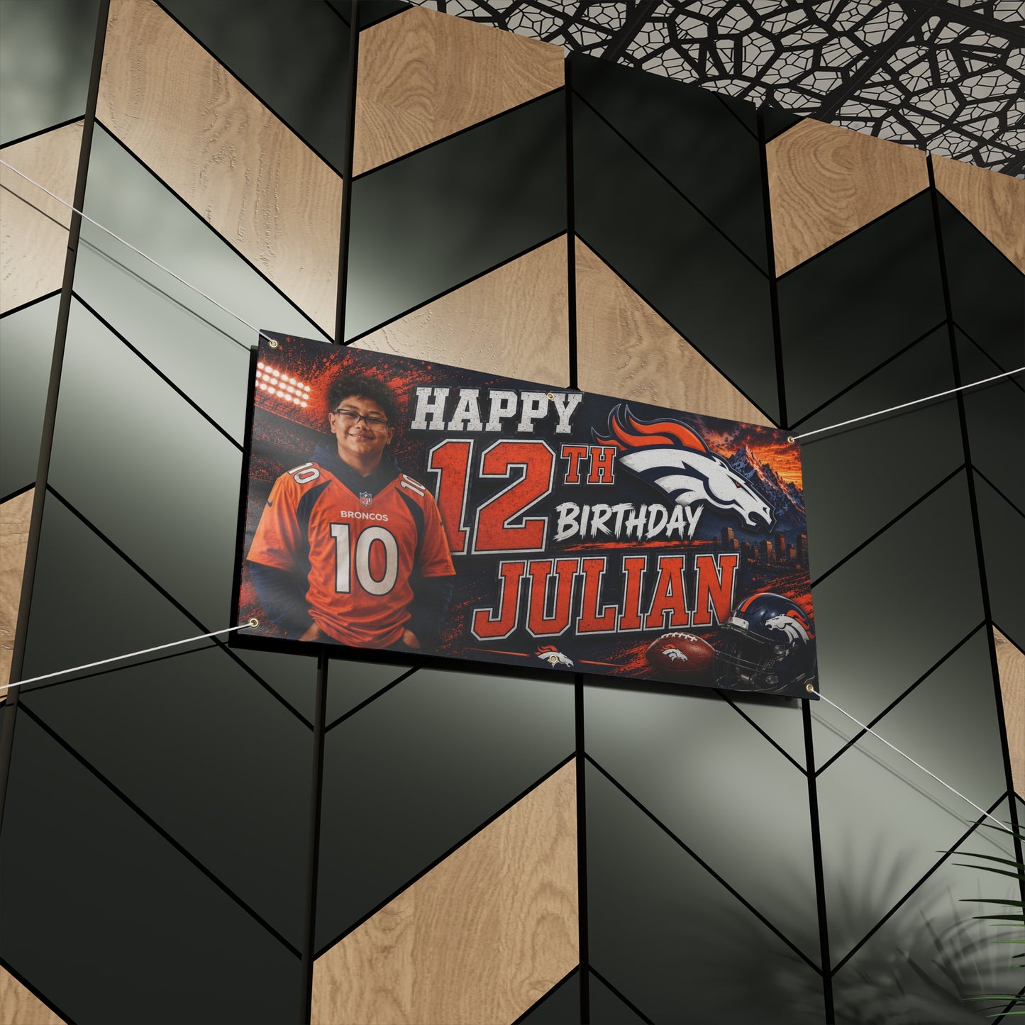 Personalized Broncos 12th Birthday Banner — Happy Birthday Julian