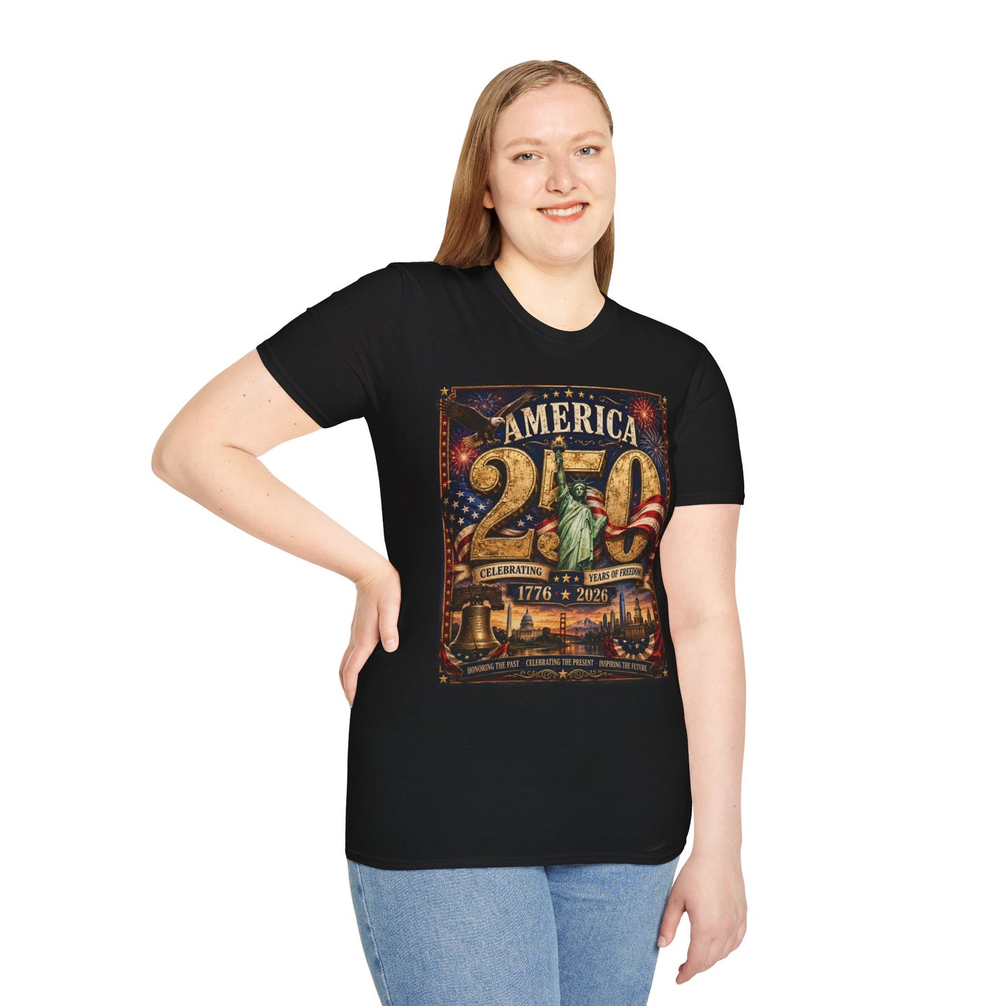 America 250 Anniversary T-Shirt — 1776–2026 Statue of Liberty & Fireworks