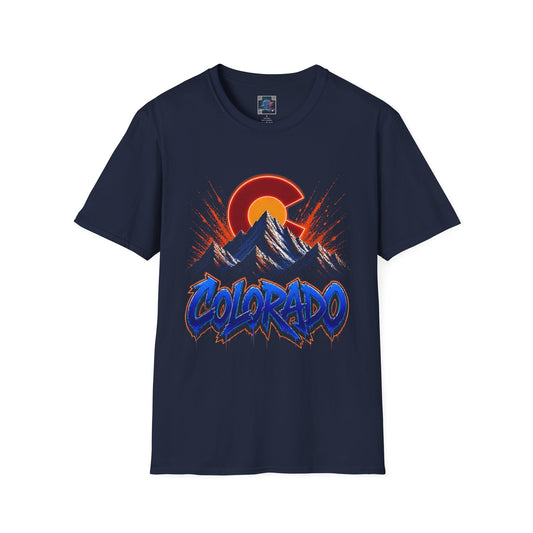 Colorado Mountains T-Shirt – Retro Sunset Rocky Mountain Graphic Tee