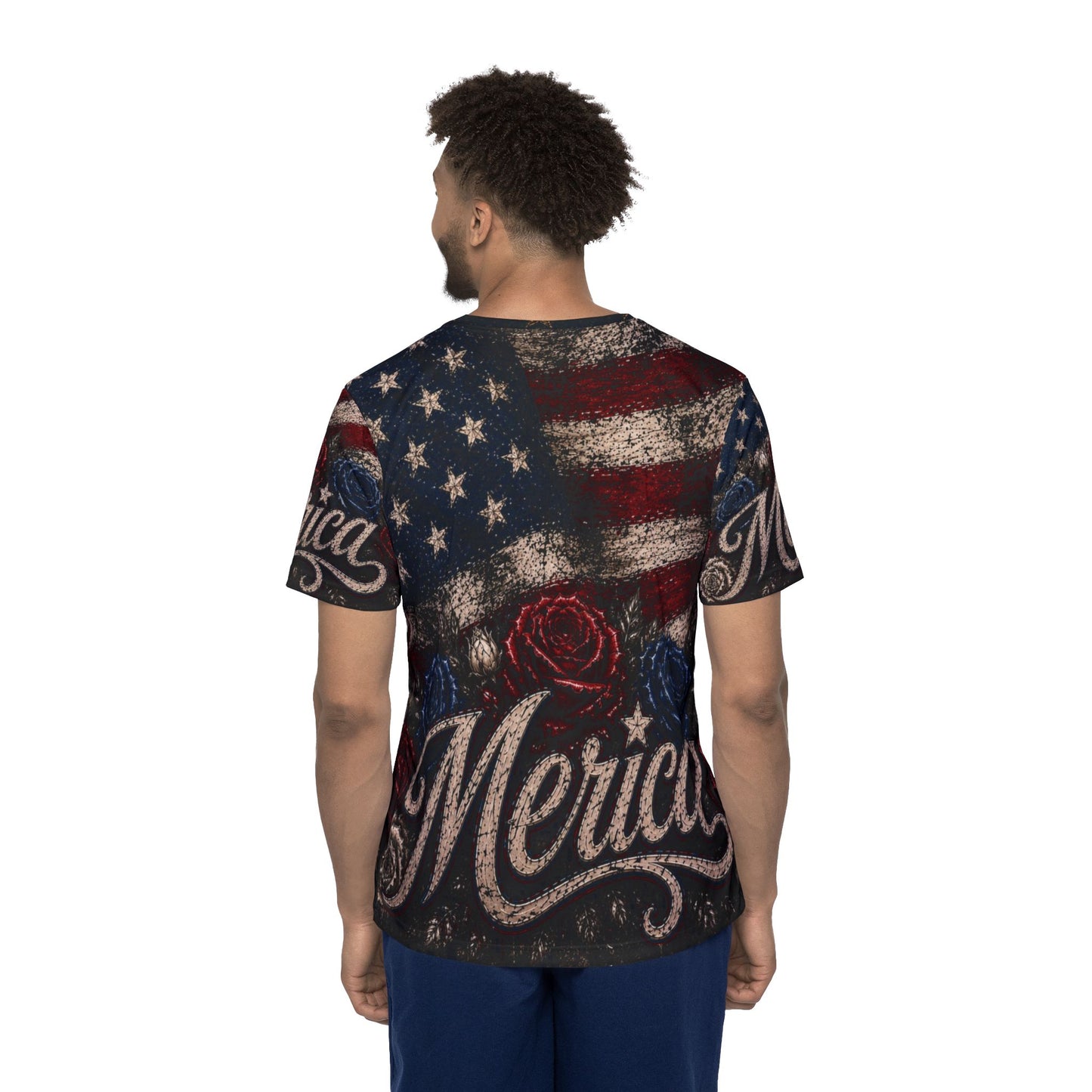 'Merica American Flag Sports Jersey – Patriotic All-Over Print Tee