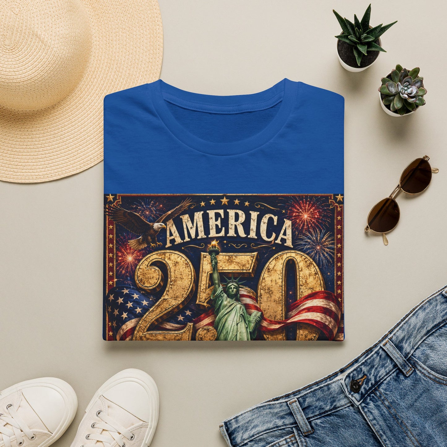 America 250 Anniversary T-Shirt — 1776–2026 Statue of Liberty & Fireworks