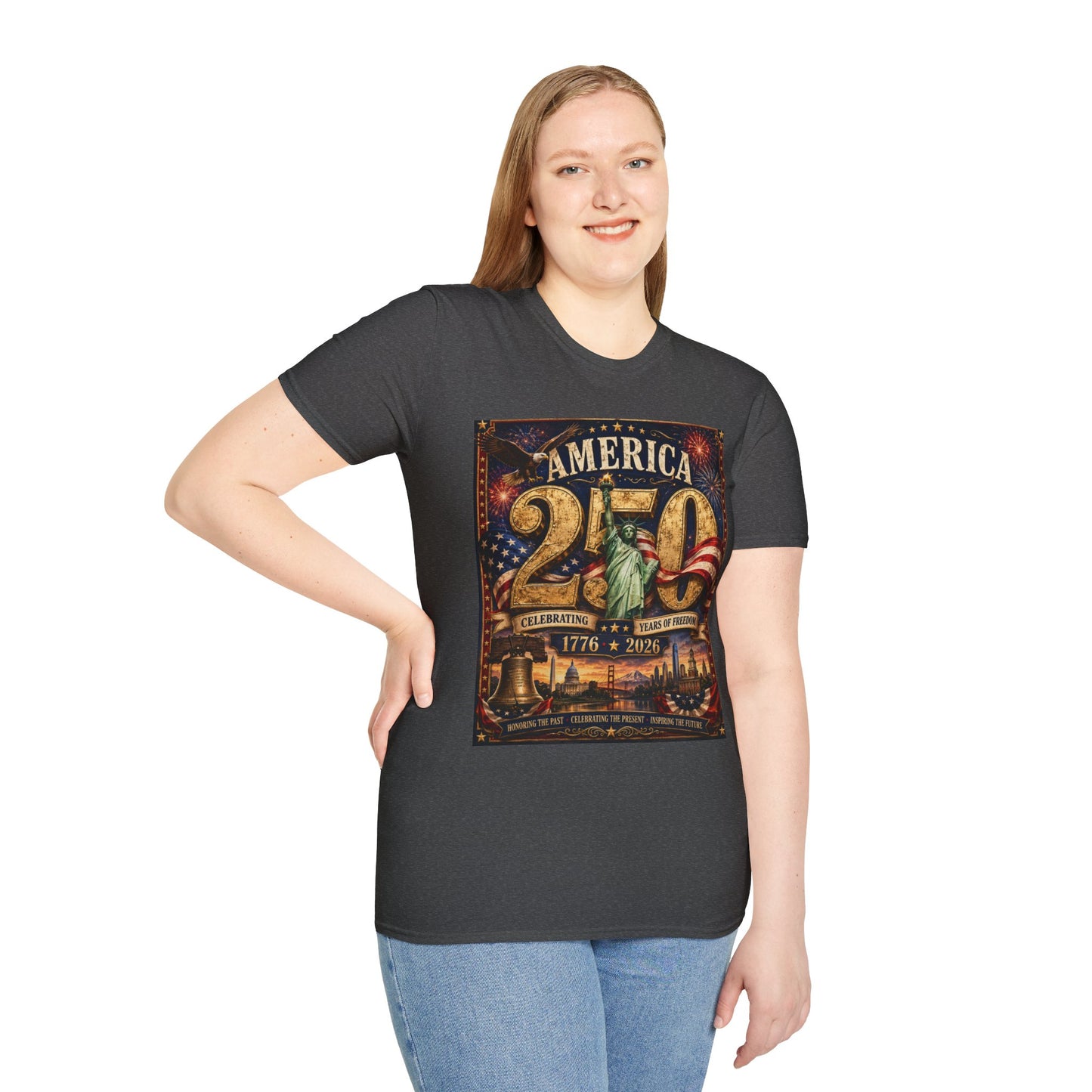 America 250 Anniversary T-Shirt — 1776–2026 Statue of Liberty & Fireworks