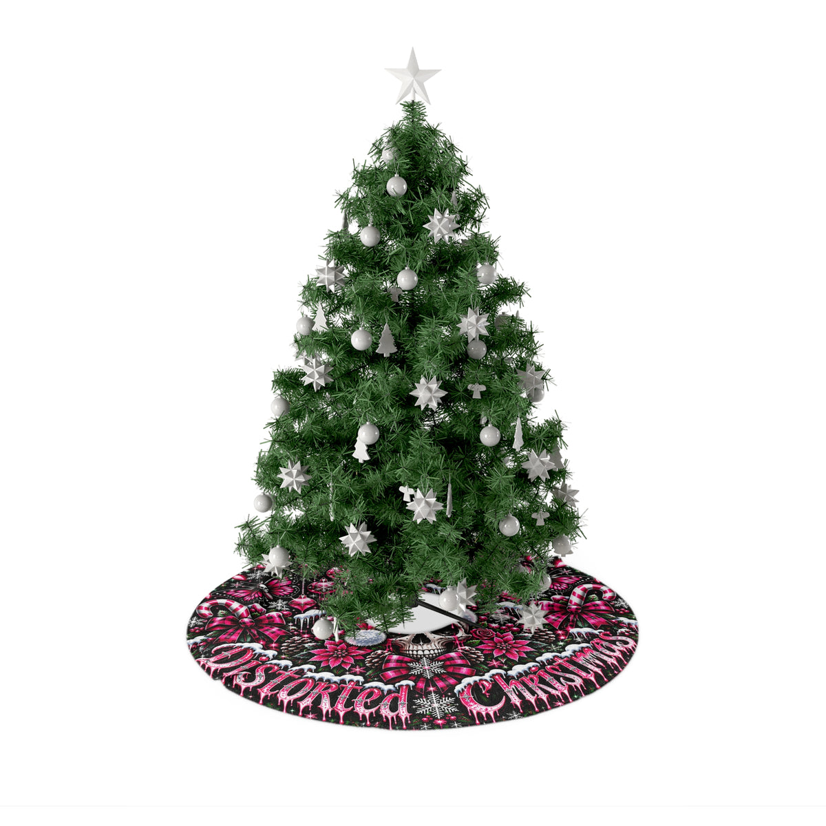 🎄💀 Personalized Distorted Christmas Tree Skirt 🖤