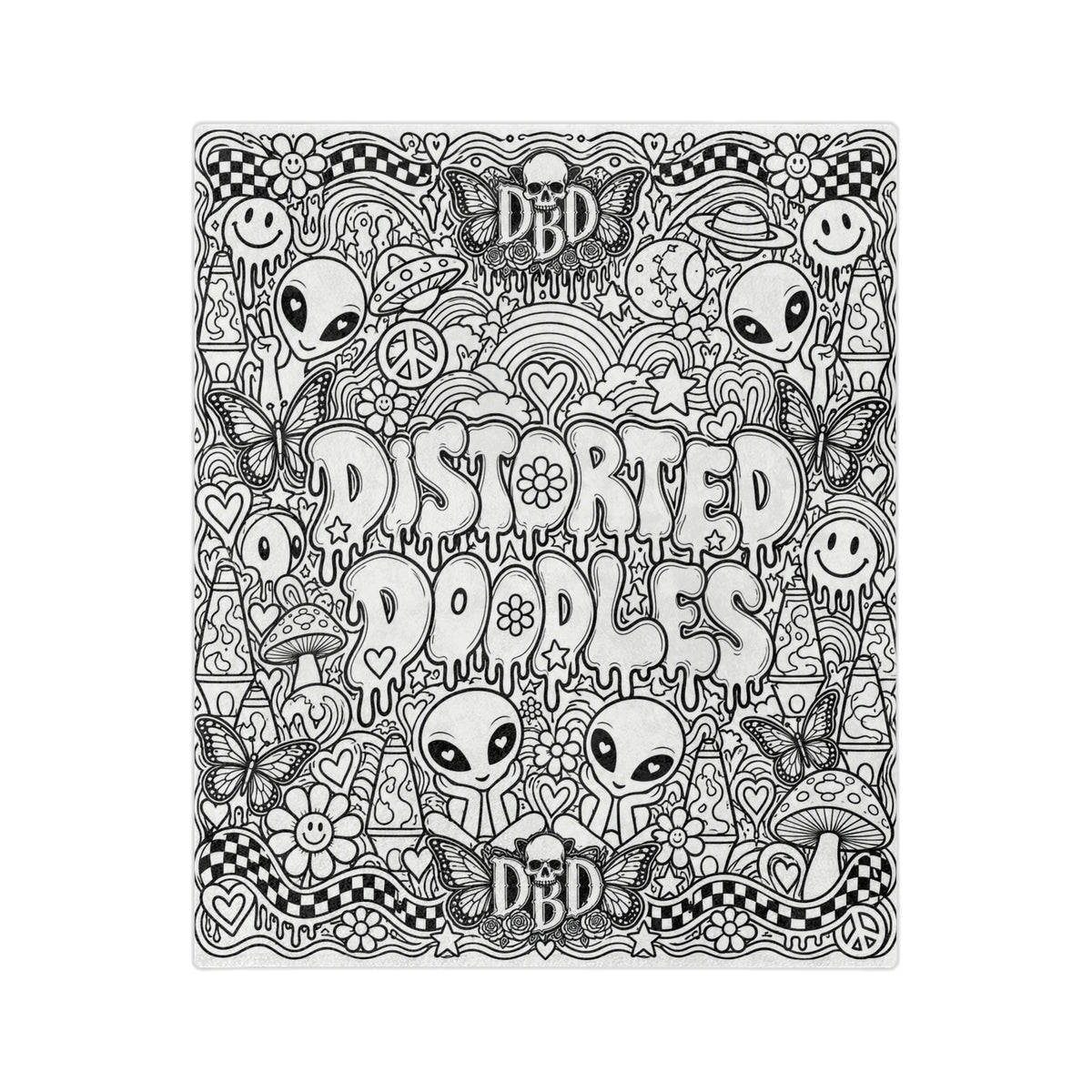 'Distorted Doodles' Black & White Custom Doodle Throw