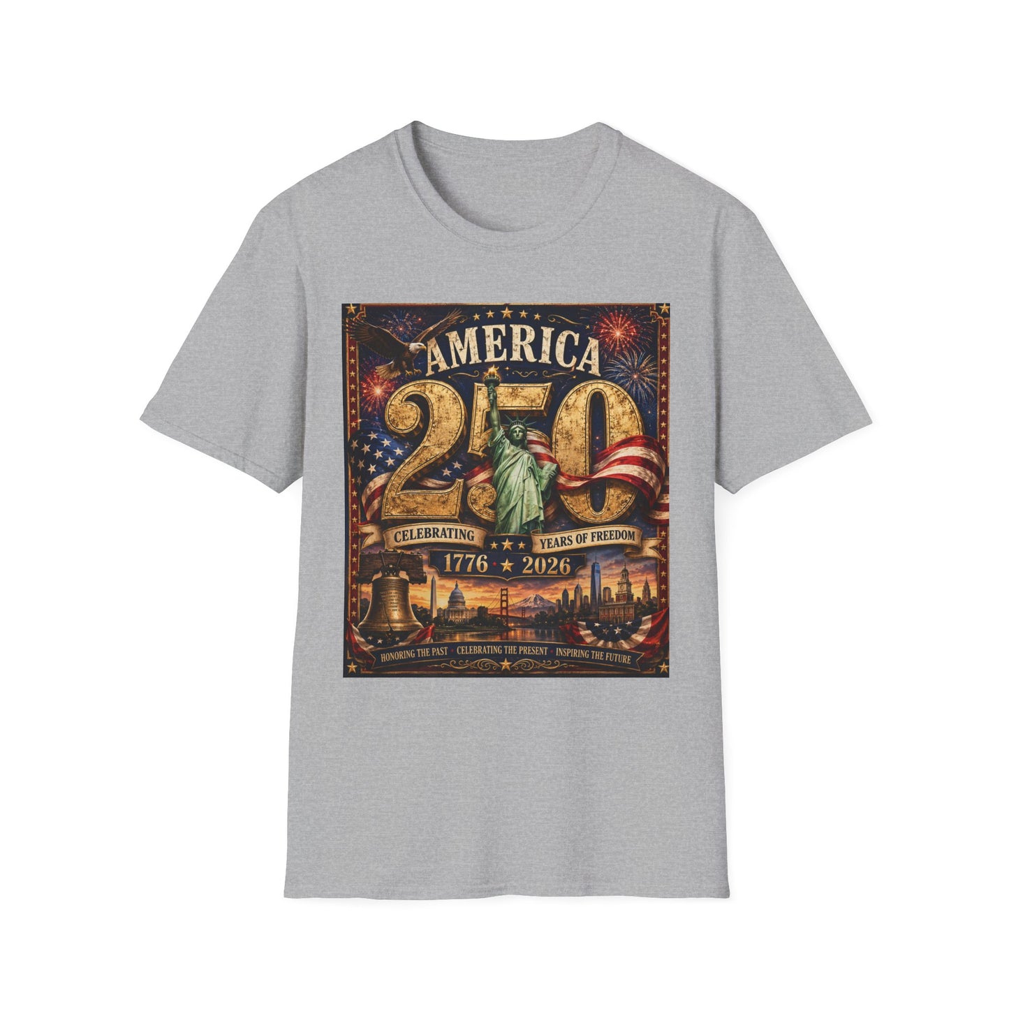America 250 Anniversary T-Shirt — 1776–2026 Statue of Liberty & Fireworks