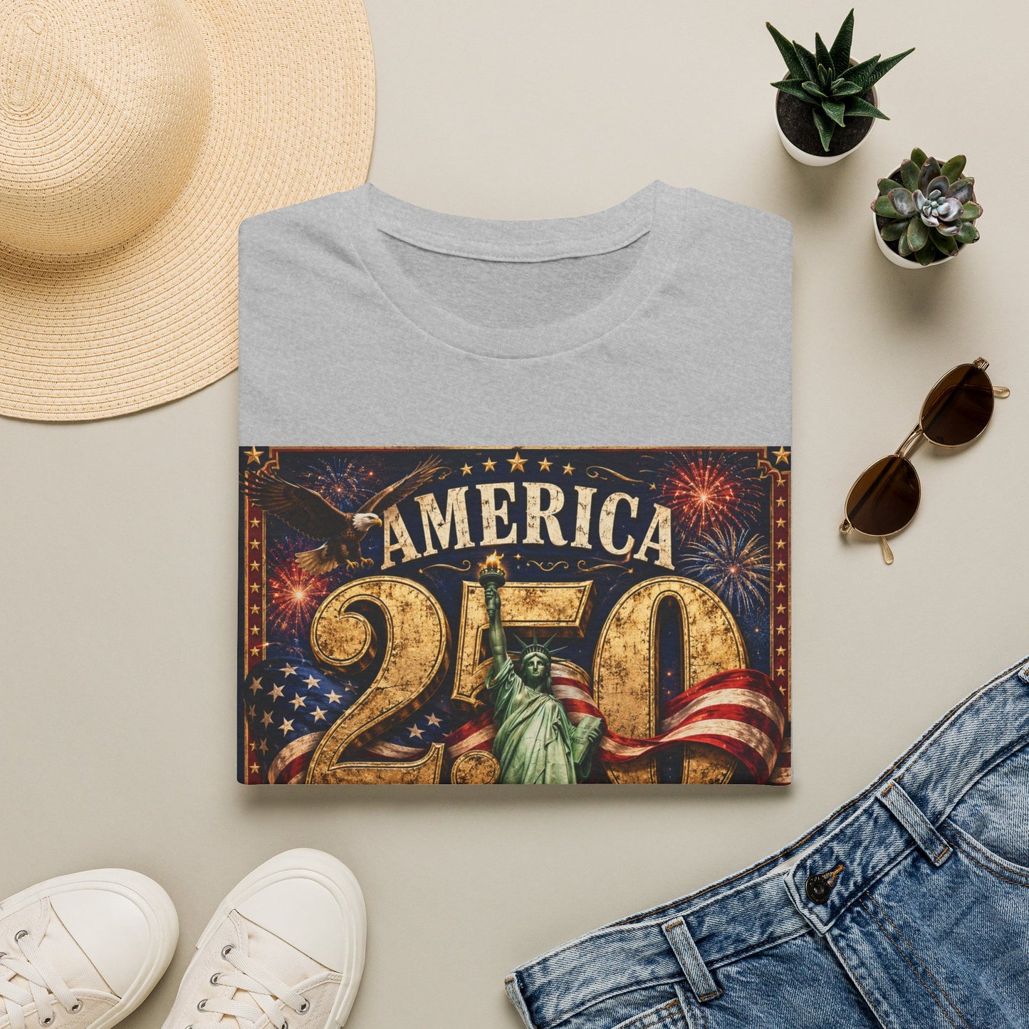 America 250 Anniversary T-Shirt — 1776–2026 Statue of Liberty & Fireworks