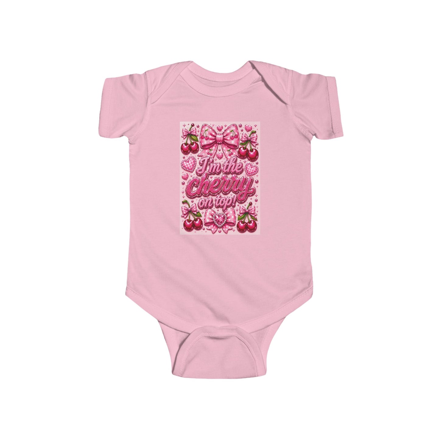 "She’s the Cherry on Top" Pink Cherry Baby Onesie