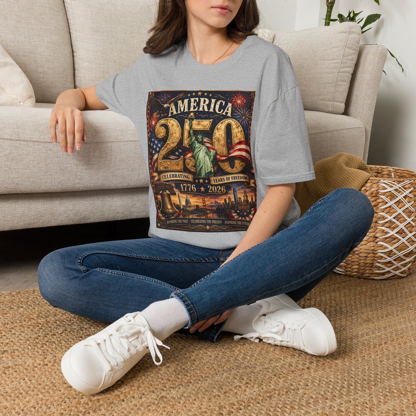 America 250 Anniversary T-Shirt — 1776–2026 Statue of Liberty & Fireworks