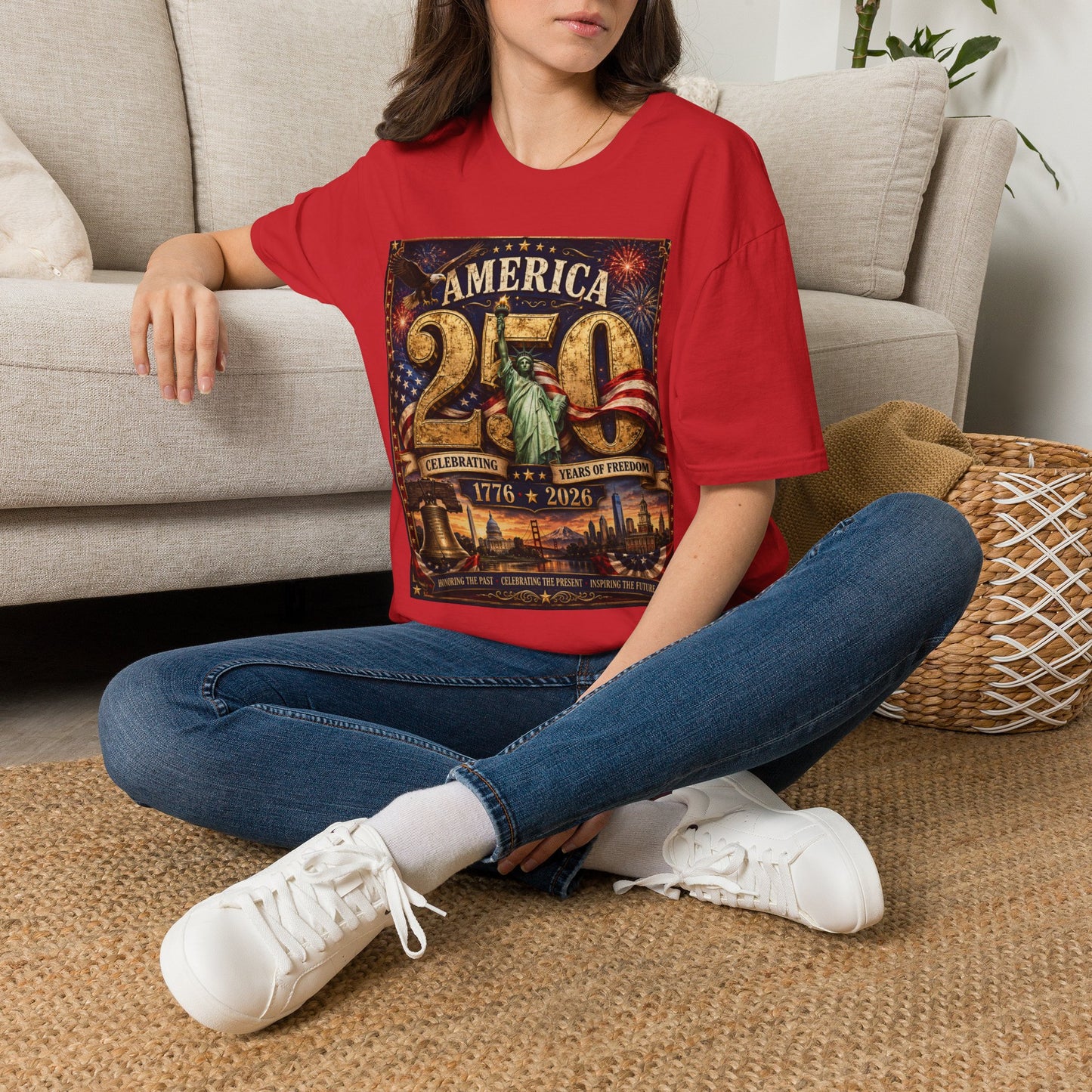 America 250 Anniversary T-Shirt — 1776–2026 Statue of Liberty & Fireworks