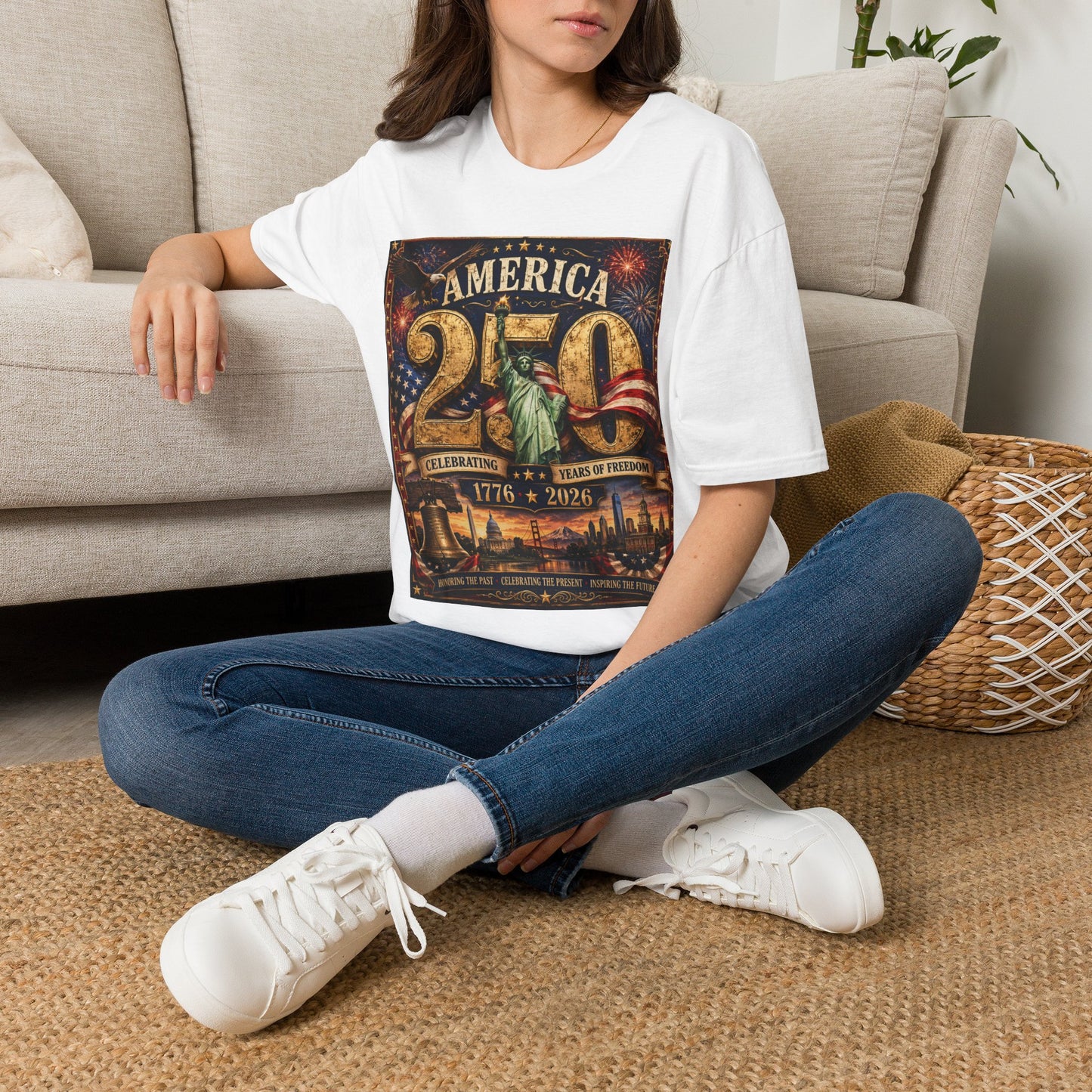 America 250 Anniversary T-Shirt — 1776–2026 Statue of Liberty & Fireworks