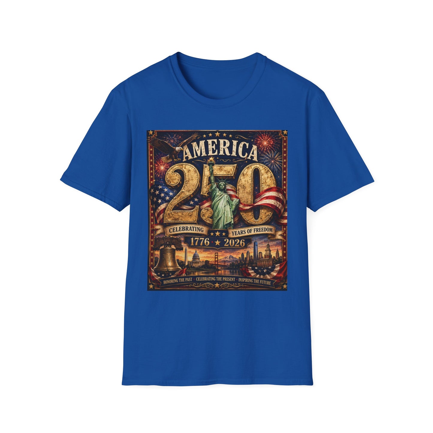 America 250 Anniversary T-Shirt — 1776–2026 Statue of Liberty & Fireworks