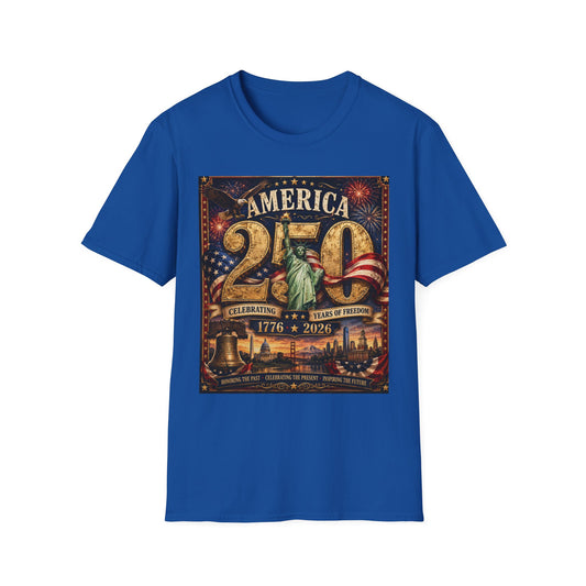 America 250 Anniversary T-Shirt — 1776–2026 Statue of Liberty & Fireworks