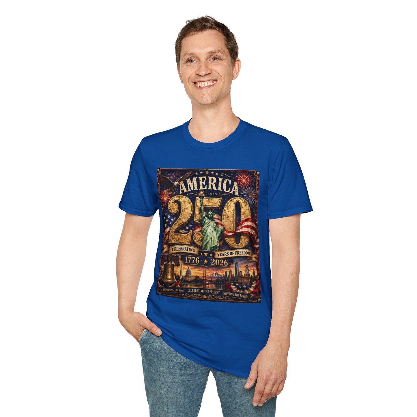 America 250 Anniversary T-Shirt — 1776–2026 Statue of Liberty & Fireworks