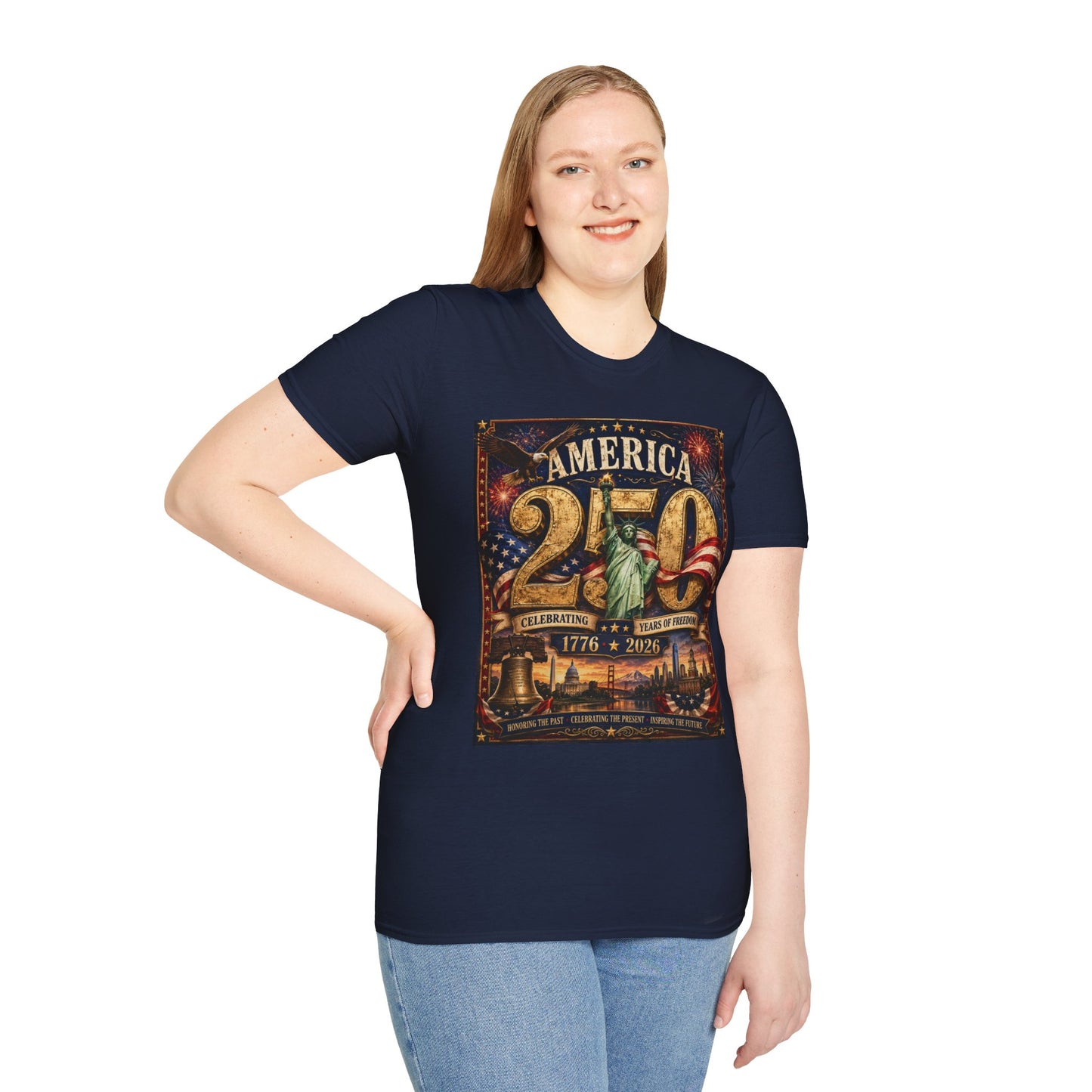 America 250 Anniversary T-Shirt — 1776–2026 Statue of Liberty & Fireworks