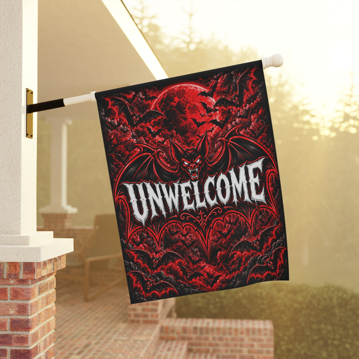 "Unwelcome" Vampire Bat Flag