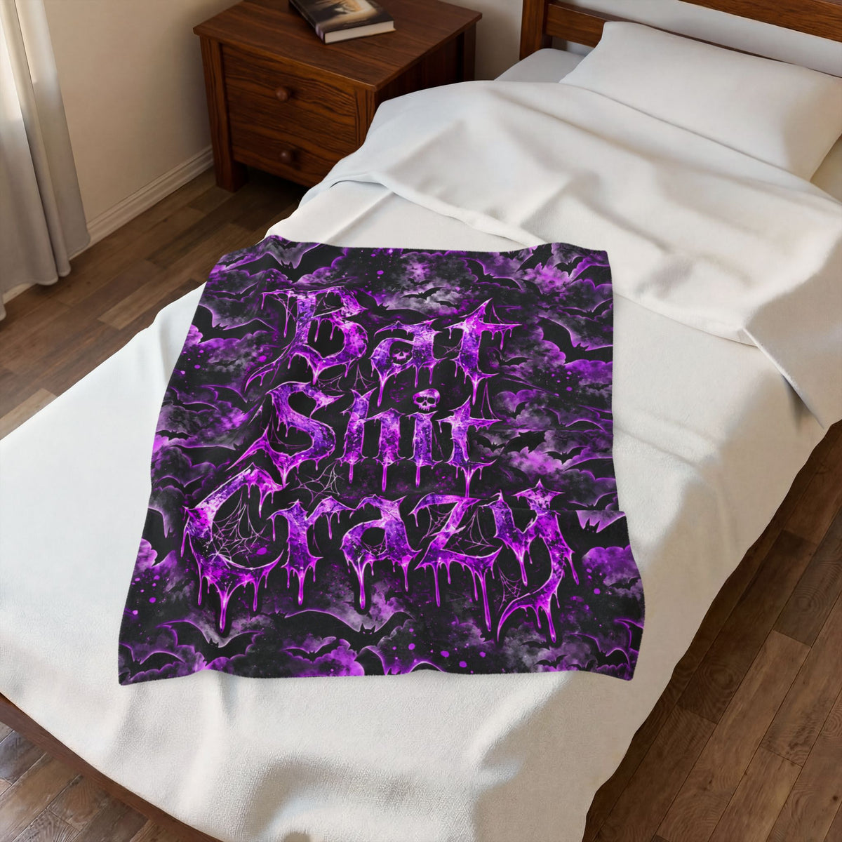 'Bat Shit Crazy' Velveteen Throw