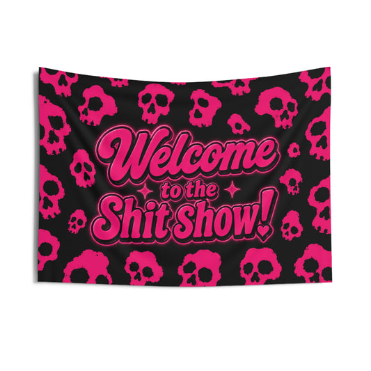 Welcome to the Shit Show! Wall Tapestry — Gothic Pink Skull Decor