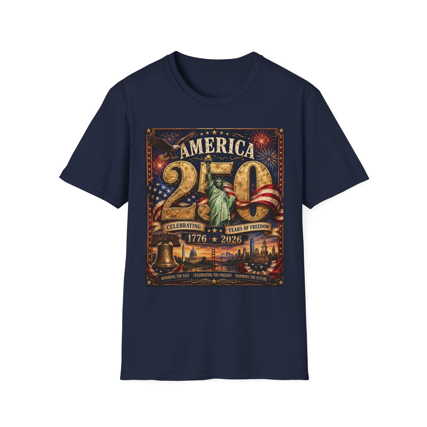 America 250 Anniversary T-Shirt — 1776–2026 Statue of Liberty & Fireworks