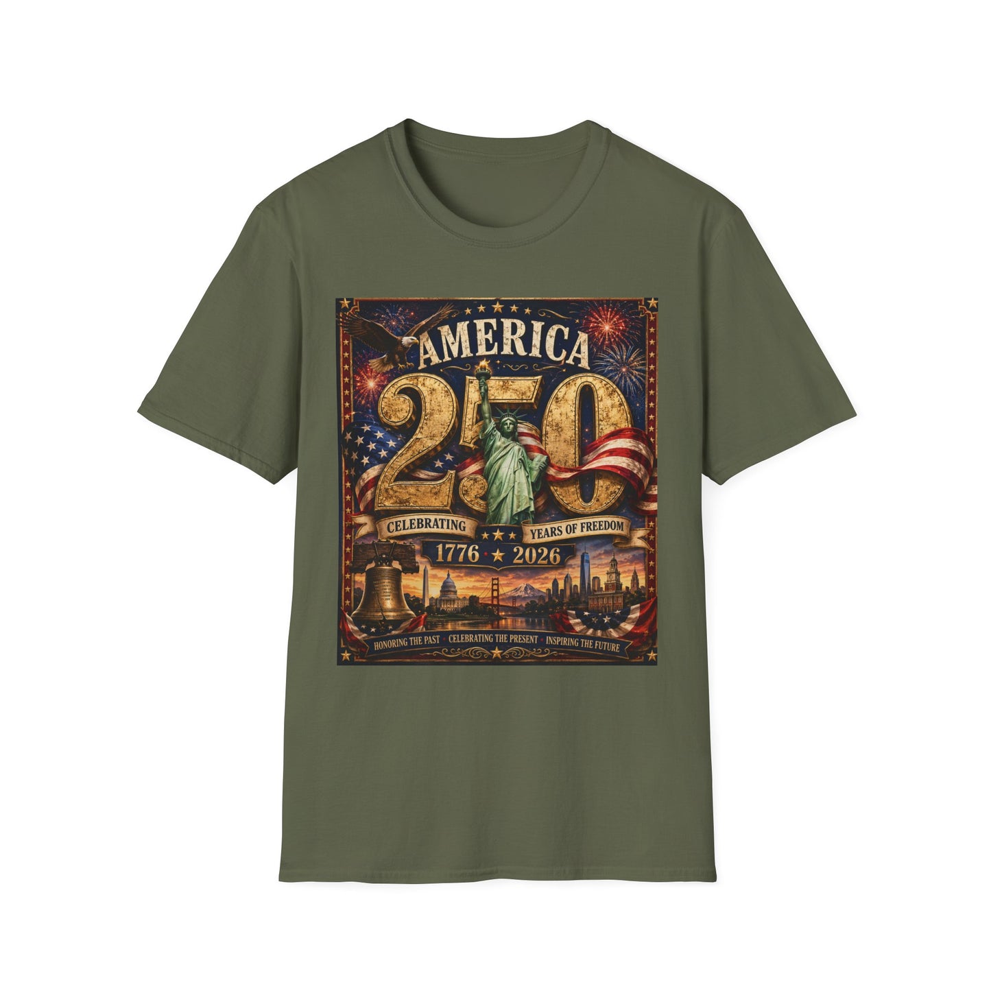 America 250 Anniversary T-Shirt — 1776–2026 Statue of Liberty & Fireworks