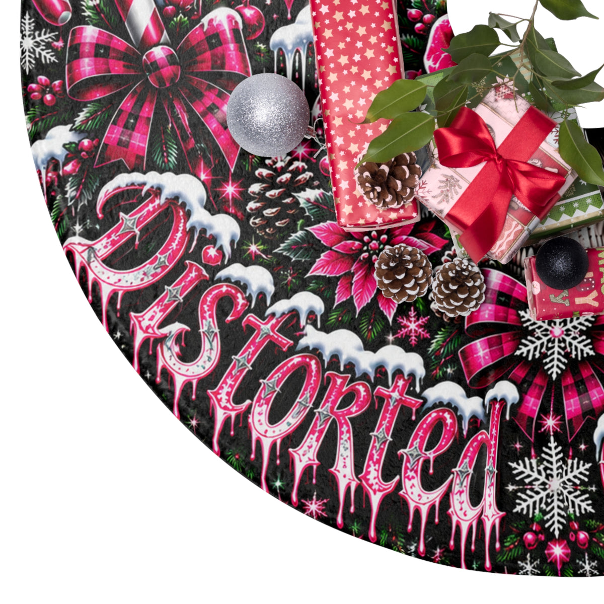 🎄💀 Personalized Distorted Christmas Tree Skirt 🖤