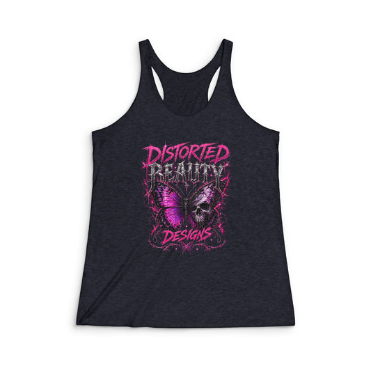 Distorted Beauty Designs Racerback Tank — Edgy Gothic Butterfly Graphic