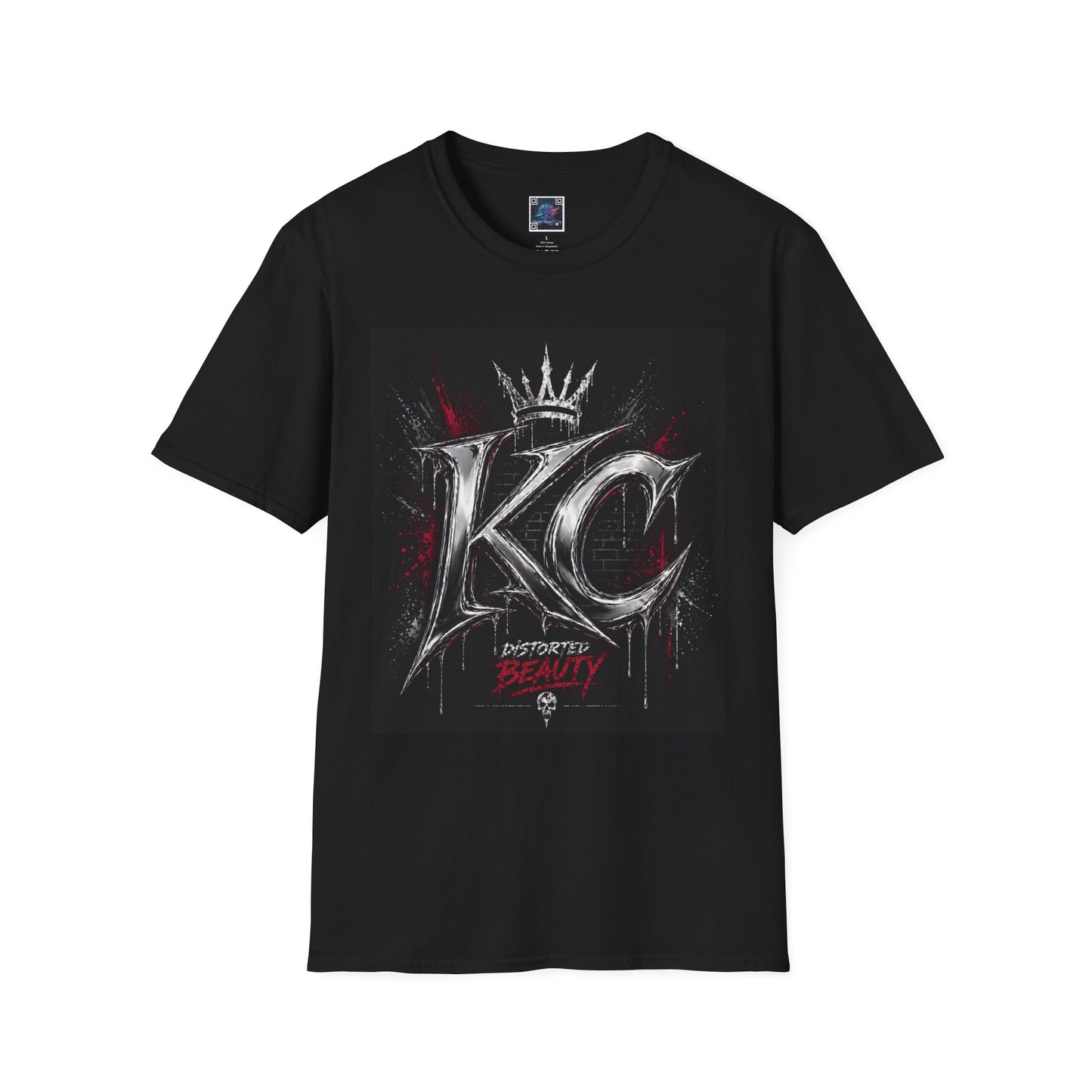 KC Crown Graphic T-Shirt – Distressed Rock-Style 'KC' Design
