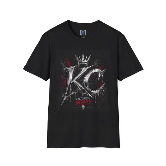 KC Crown Graphic T-Shirt – Distressed Rock-Style 'KC' Design