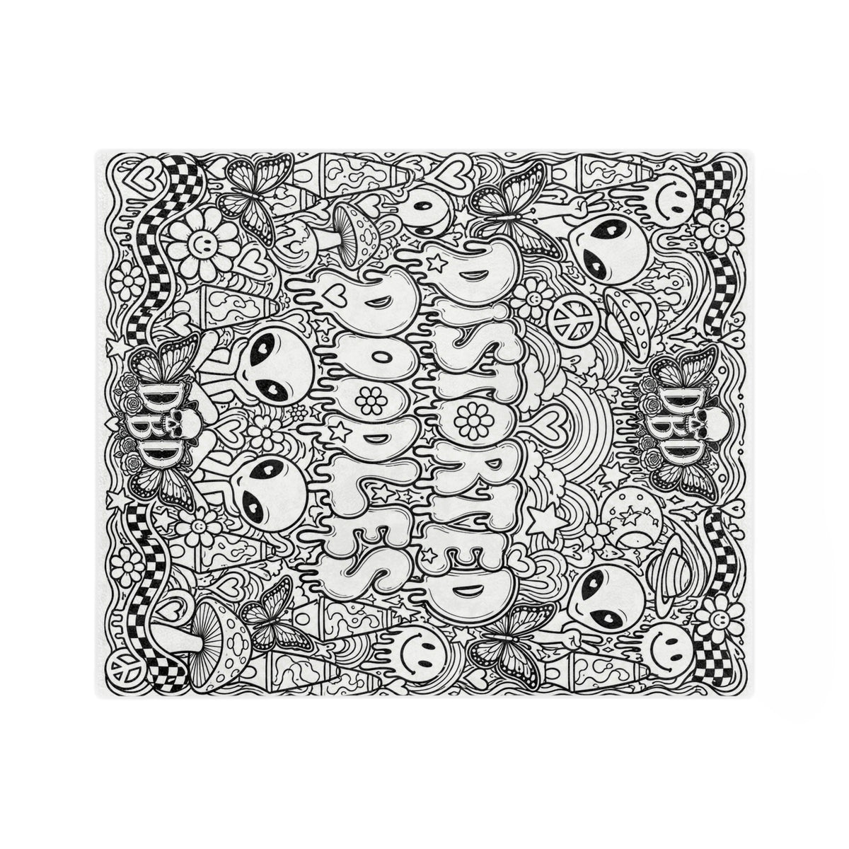 'Distorted Doodles' Black & White Custom Doodle Throw