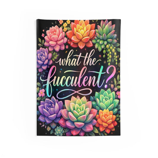 What the Succulent? Indoor Wall Tapestry — Colorful Succulent Decor