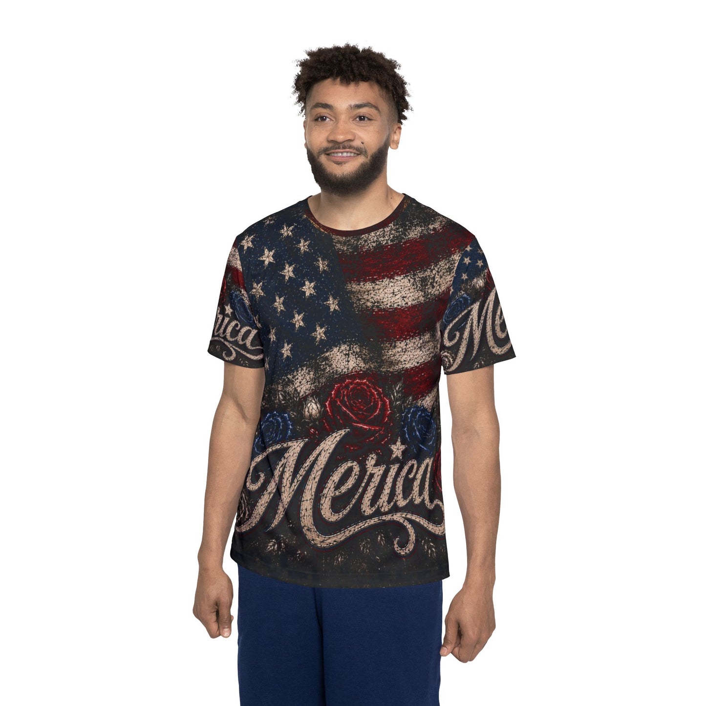 'Merica American Flag Sports Jersey – Patriotic All-Over Print Tee
