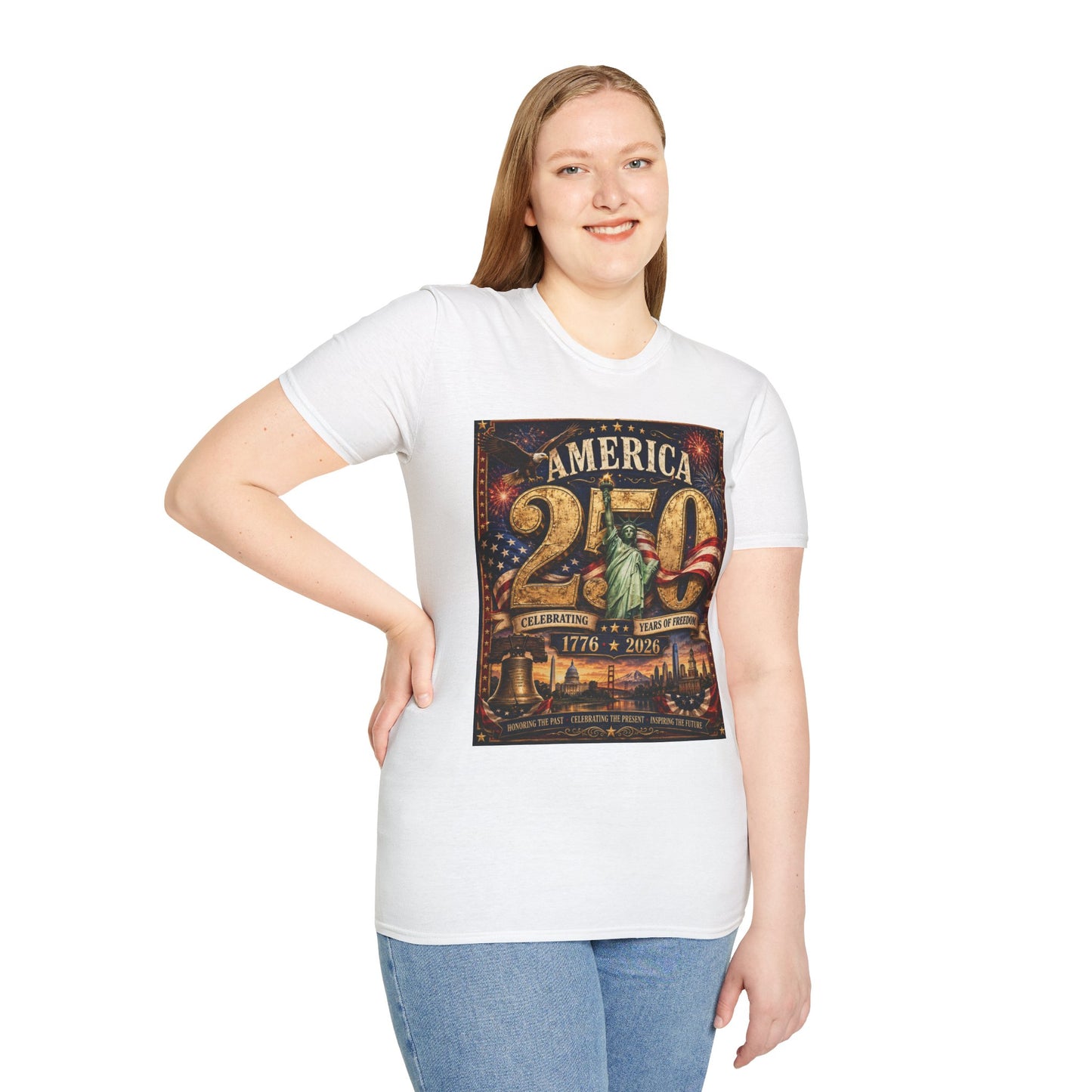 America 250 Anniversary T-Shirt — 1776–2026 Statue of Liberty & Fireworks