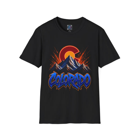 Colorado Mountains T-Shirt – Retro Sunset Rocky Mountain Graphic Tee