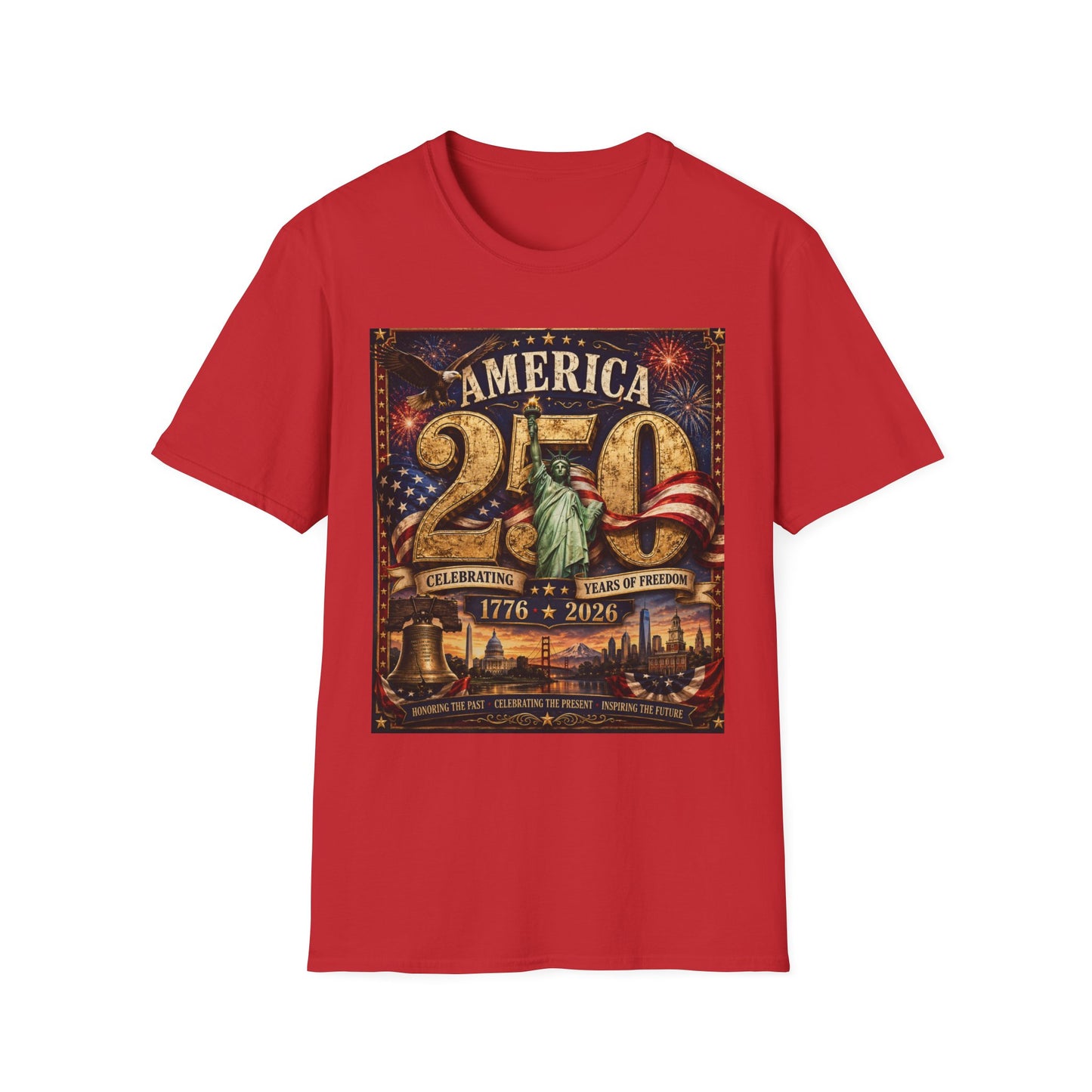 America 250 Anniversary T-Shirt — 1776–2026 Statue of Liberty & Fireworks