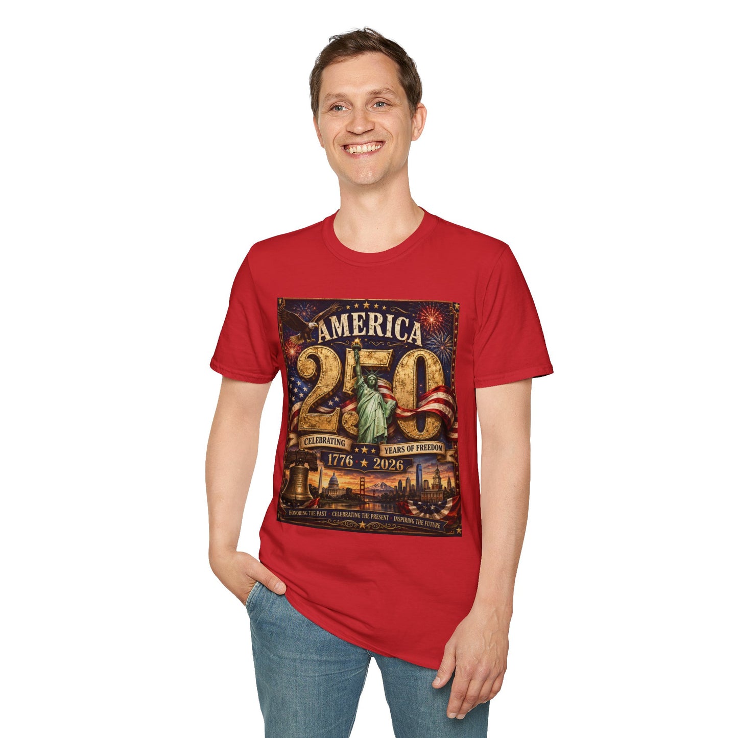 America 250 Anniversary T-Shirt — 1776–2026 Statue of Liberty & Fireworks