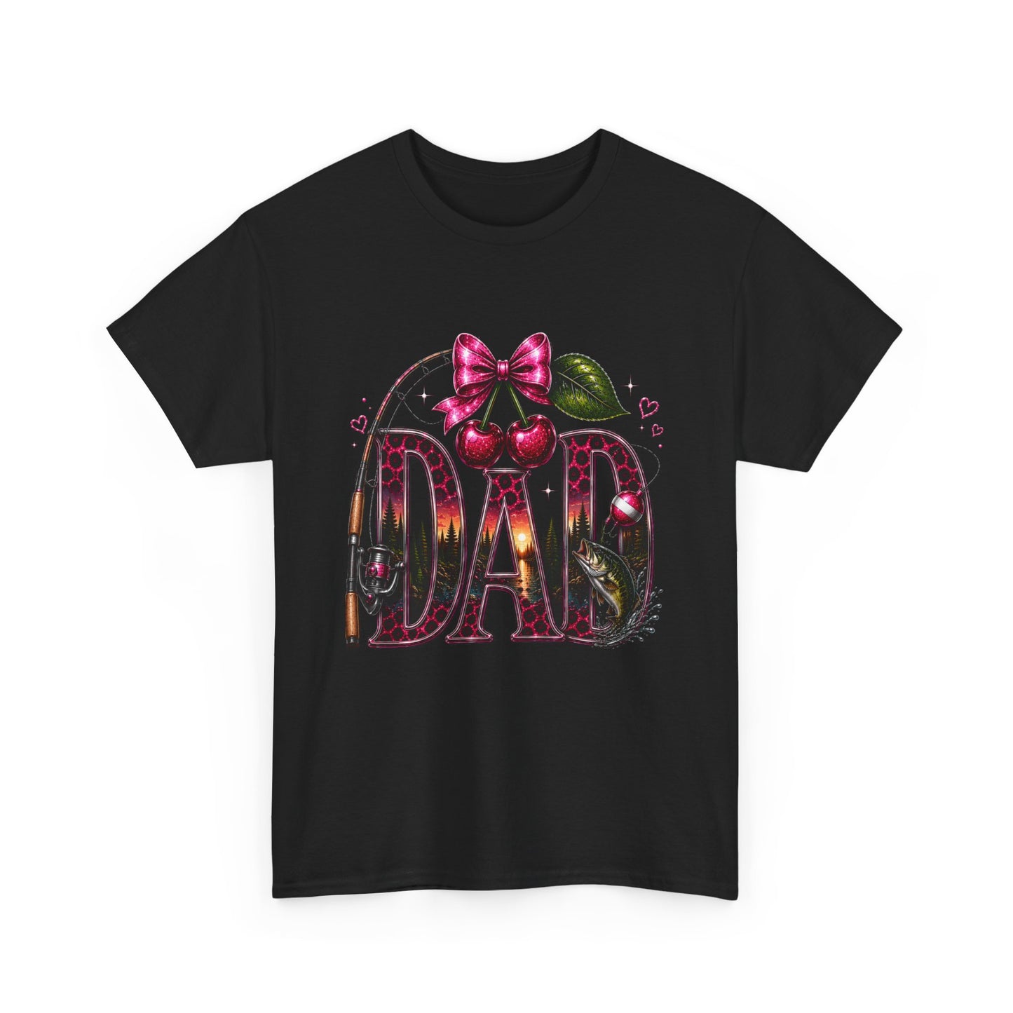 'DAD' Fishing & Pink Bow & Cherries