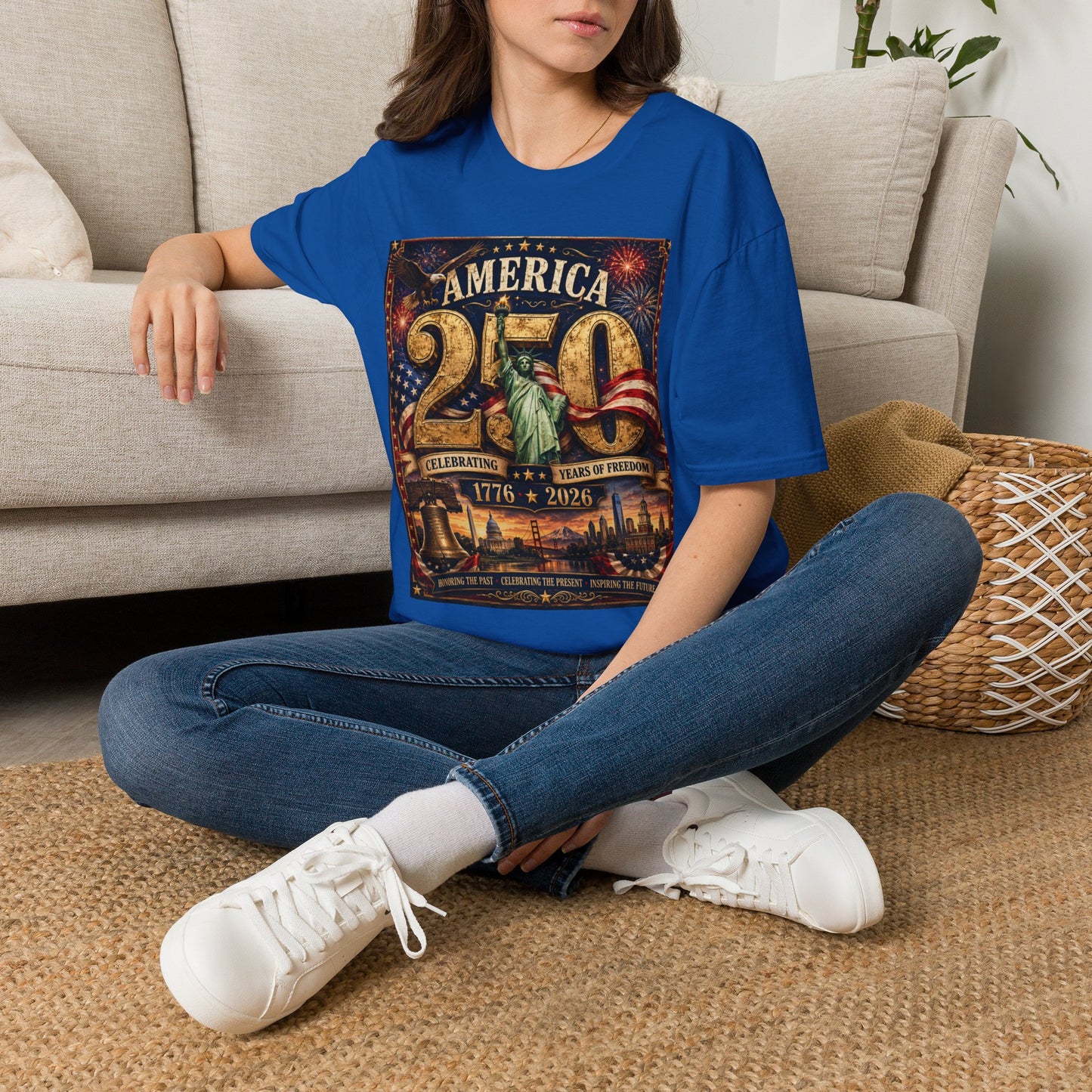 America 250 Anniversary T-Shirt — 1776–2026 Statue of Liberty & Fireworks