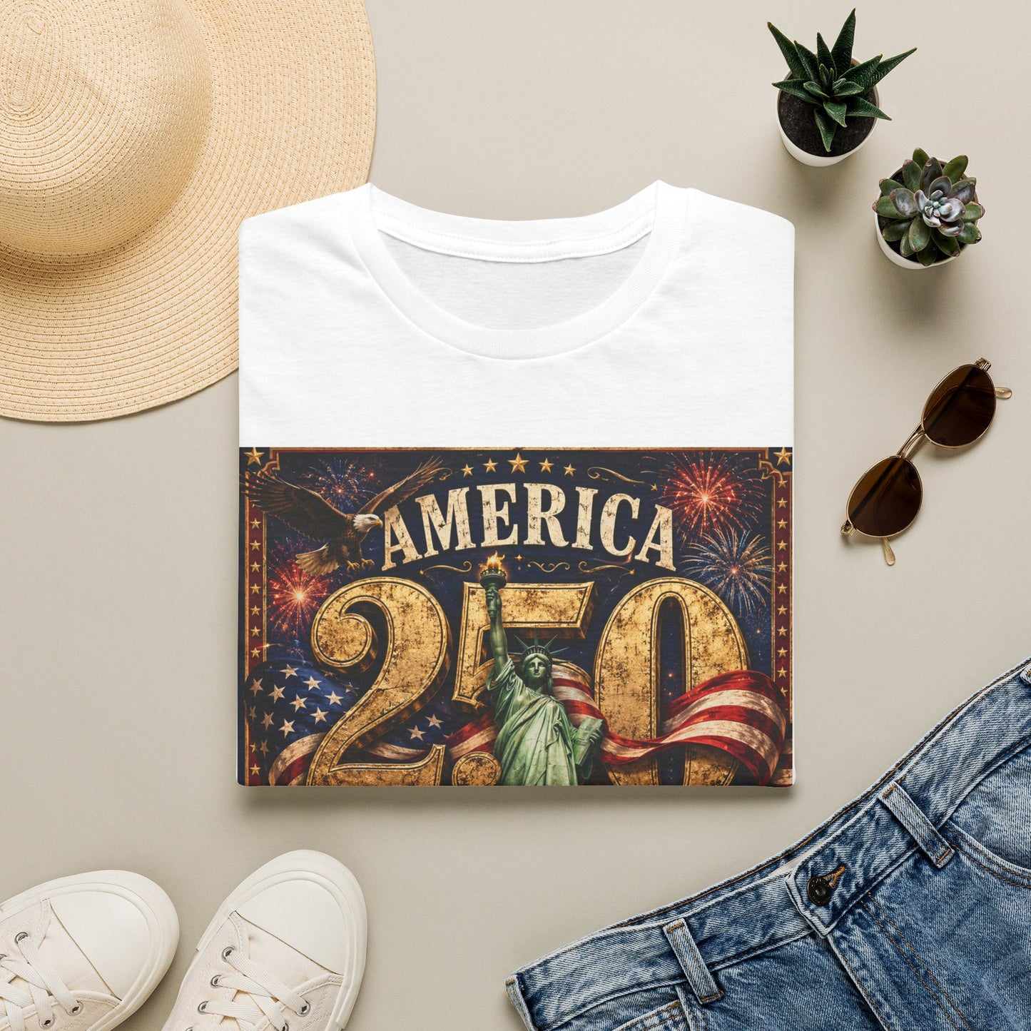 America 250 Anniversary T-Shirt — 1776–2026 Statue of Liberty & Fireworks