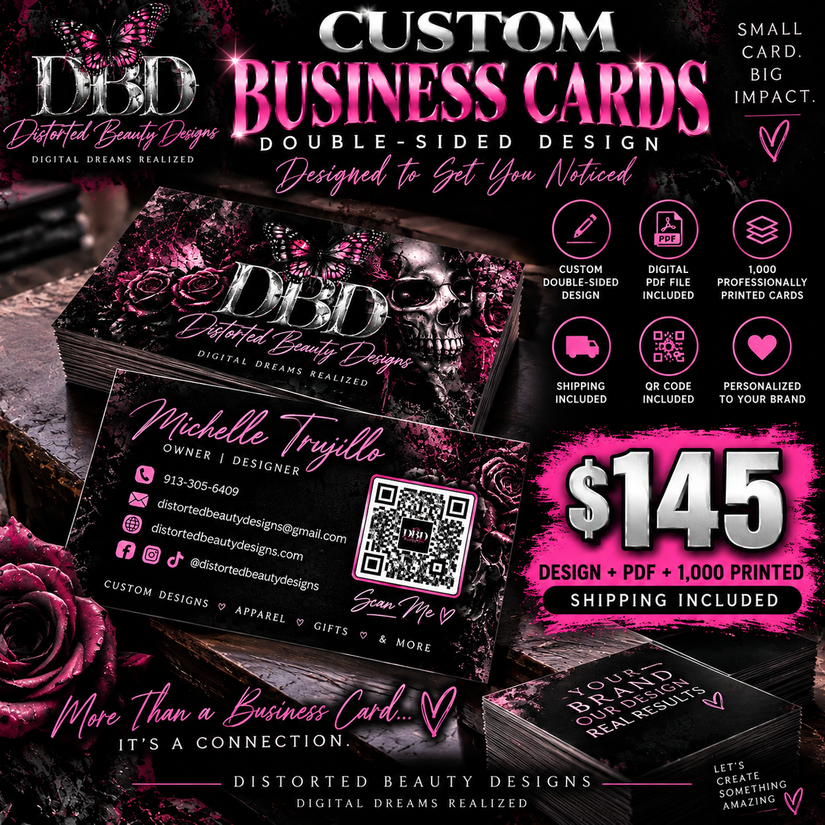 🖤 DOUBLE-SIDED CUSTOM BUSINESS CARDS